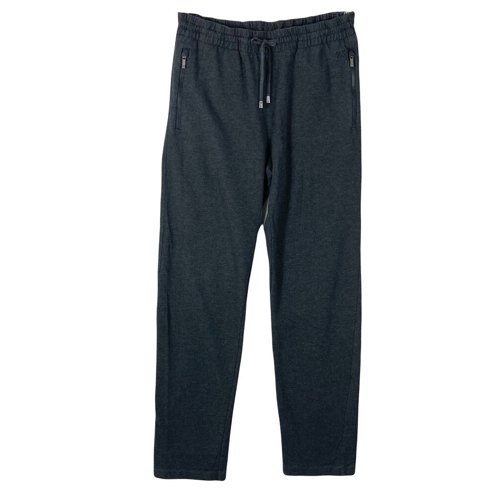 NWOT ZEGNA SPORT Sweatpants Men L Grey Metal Tassels & Zip 3 Pockets Logo Cotton